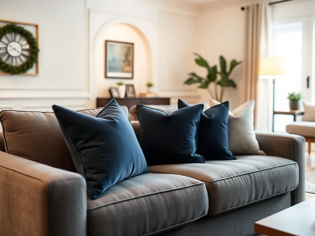 Jakie poduszki do granatowej kanapy?